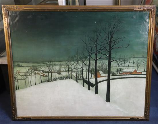 Leo Piron (1899-1962) Winter landscape 31 x 39in.